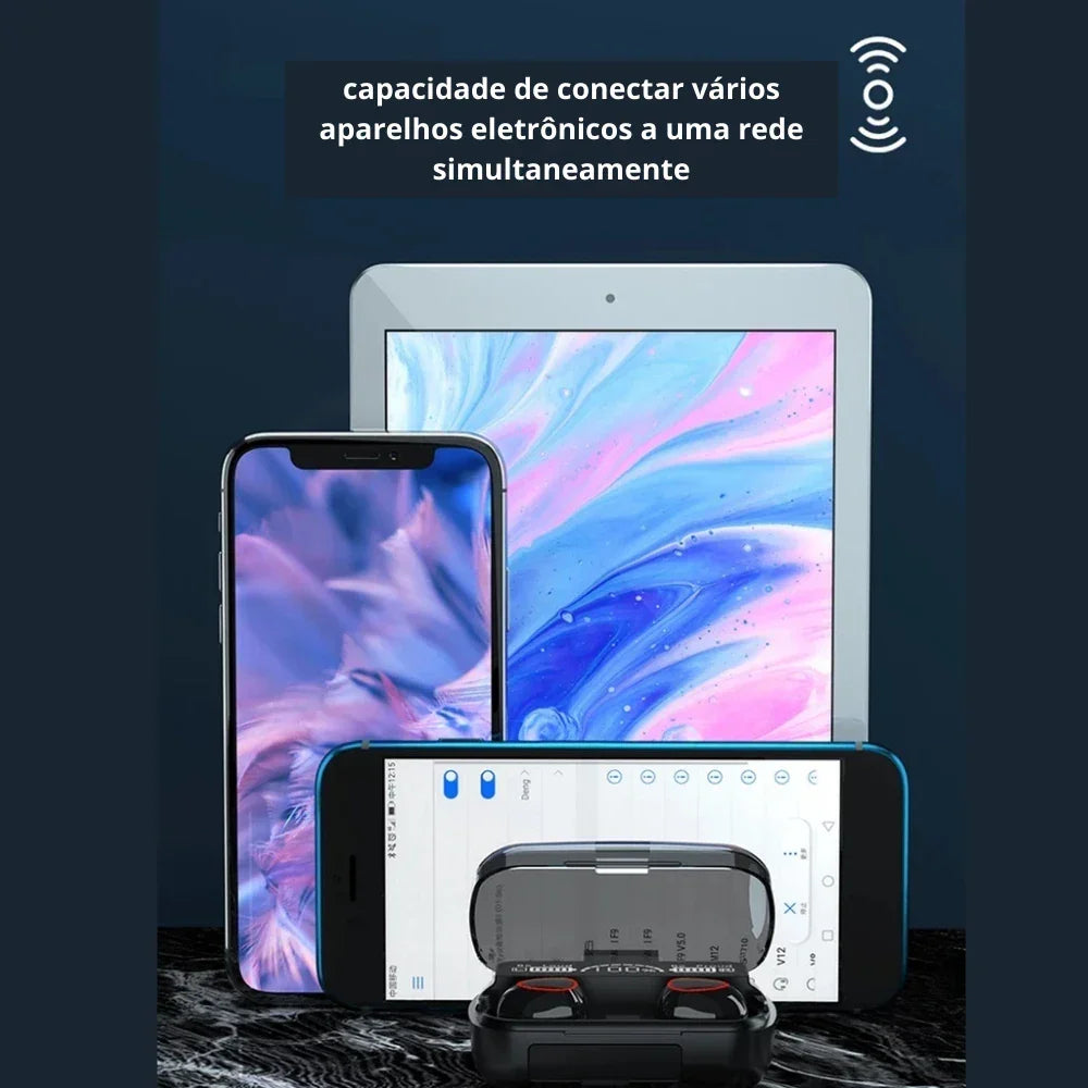 Fones de Ouvido Bluetooth 5.1 com Display LED Inteligente